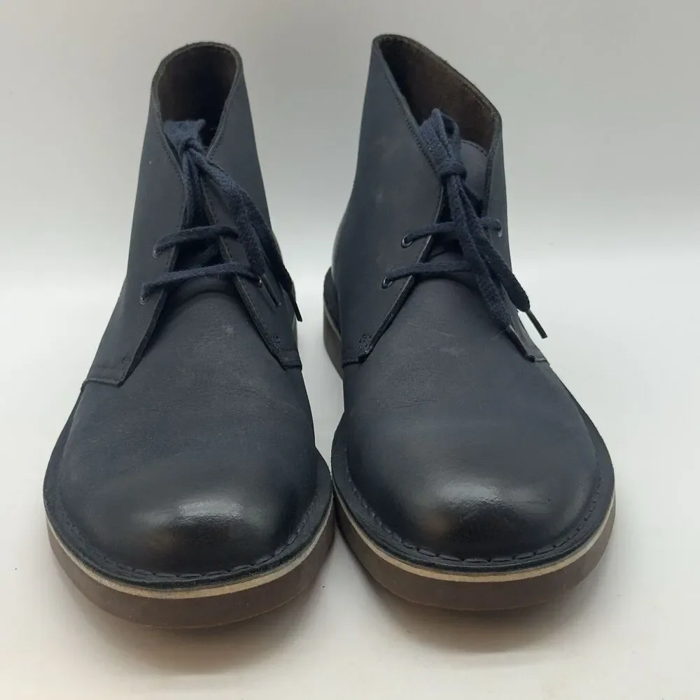 Clarks Bushacre 2 Chukka Boot 15522 Men 10.5M Navy Leather Lace Up Ankle Desert
